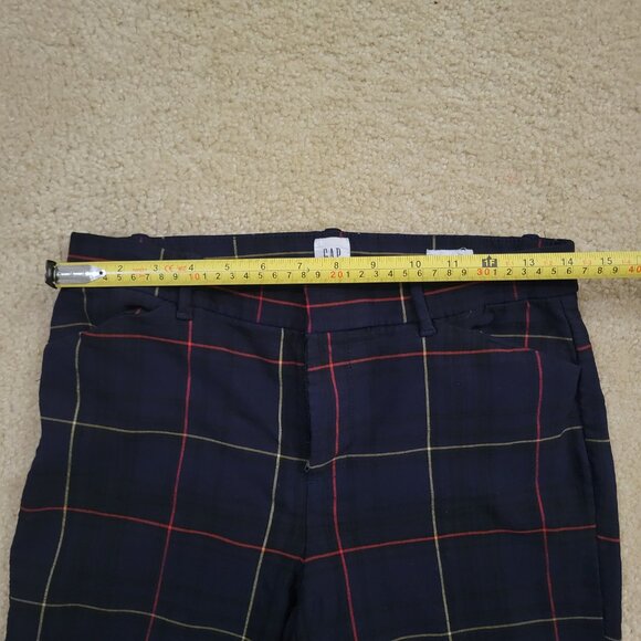 GAP Signature Skinny Ankle Work Pants Slacks Stretch navy Plaid Size 10 Preppy - Picture 8 of 8